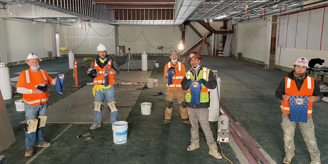 Members working on Rinaldi Tile & Marble job